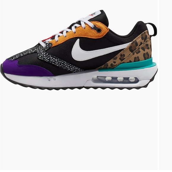 Nike Shoes - Nike Air Max Dawn SE Sneakers in Black, White, and Purple with Leopard Accents